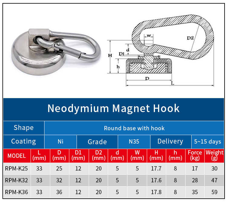 Drehbarer Karabiner-Neodym-Topfmagnet