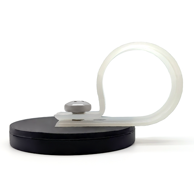 Topfmagnet aus Kunststoff mit schwarzem Gummiüberzug