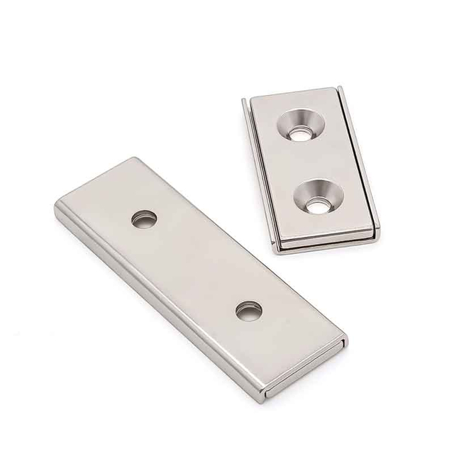 Heiße Verkäufe Hohe Qualität N35 N45 Neodym Rechteck Magnetische Werkzeug Block Form Ni Plating Senkloch NdFeB Kanal Magnet